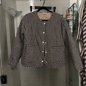 Gingham padded quilted chore coat